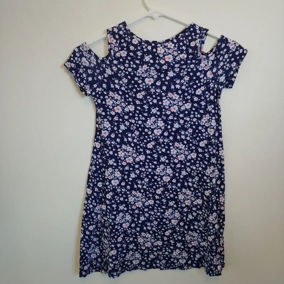 Lily Bleu Cold Shoulder Blue Flower Dress, 10 - Picture 4 of 6